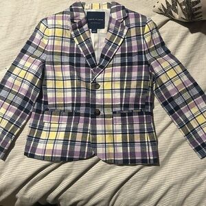 Janie and Jack Plaid Blazer - Yellow, Purple, and navy size 5